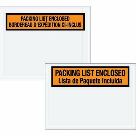 BONDAD 4.5 x 5.5 in. 2 Mil Poly Orange Bilingual Packing List Envelopes - Orange BO3349108